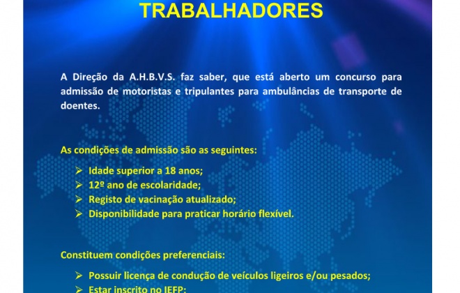 Associação dos Bombeiros de Sines admite motoristas e tripulantes de ambulância