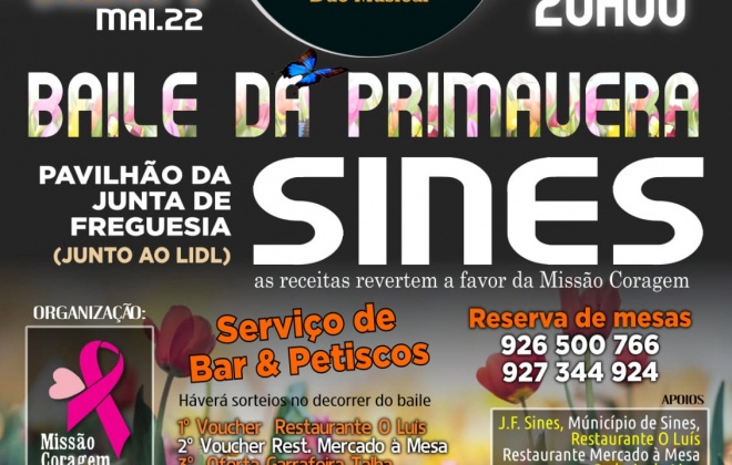 Missão Coragem organiza “Baile da Primavera” no sábado às 20h00 em Sines