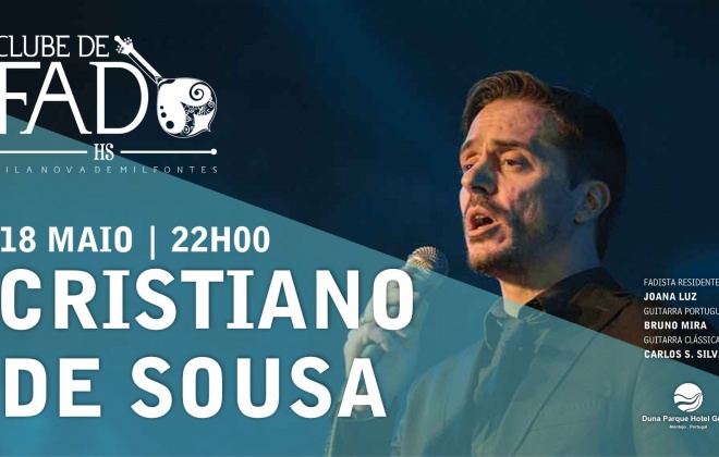 Cristiano de Sousa atua esta quarta-feira no HS Clube de Fado em Vila Nova de Milfontes