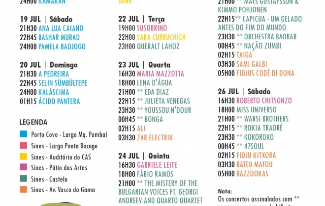 Já foi divulgado o programa da 25.ª edição do Festival Músicas do Mundo de Sines