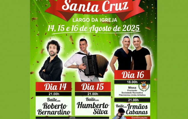 Festas de Santa Cruz realizam-se entre 14 e 16 de agosto