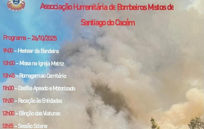 Bombeiros Mistos de Santiago do Cacém comemoram 112 anos nesta segunda-feira