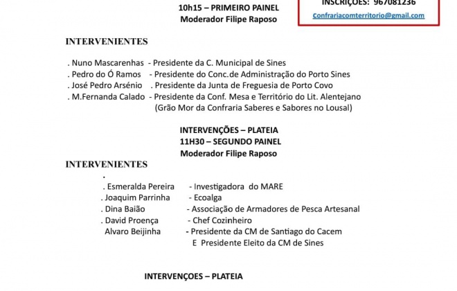 Sines recebe a iniciativa “O Mar e a Gastronomia” nesta sexta-feira a partir das 9h30