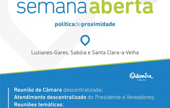 Município de Odemira dinamiza a partir de hoje a Semana Aberta nas Freguesias do Interior Sul
