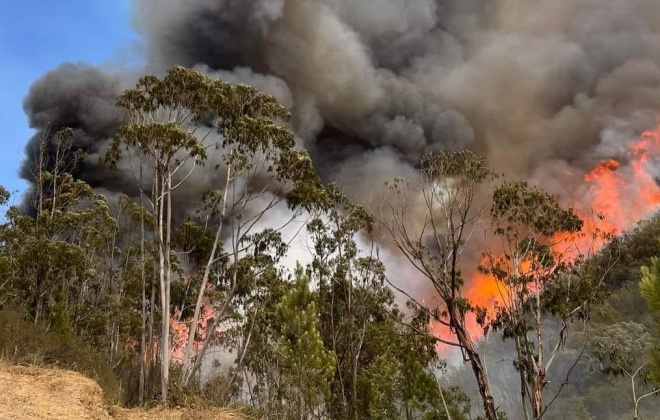 Incêndio de São Miguel, na Freguesia de São Teotónio (Odemira), continua ativo com duas frentes