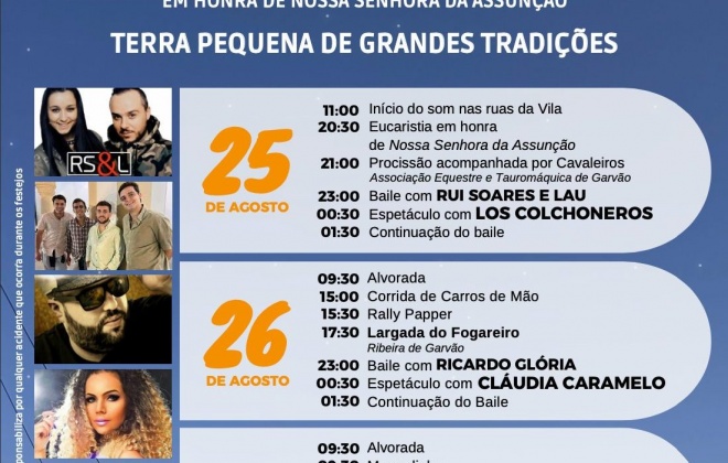 Garvão recebe as festas anuais de 25 a 27 de agosto